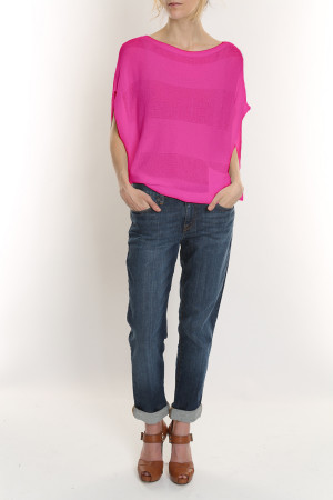 Elizabeth Knit Top-Pink-M